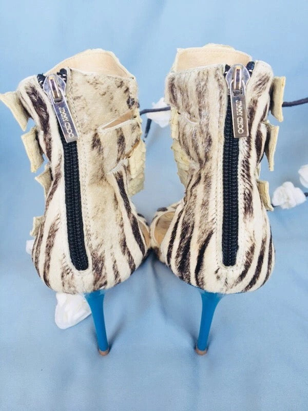 Jimmy Choo Python and Pony Hair Gladiator Heels - 37, 38.5 + 39