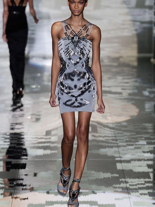 Gucci 2010 Horsebit Swarovski Embellished Silk Dress - S/M