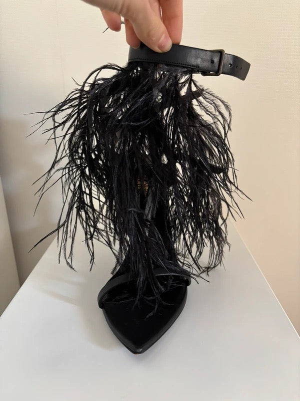 Saint Laurent Ostrich Feather Low Heel - 38.5