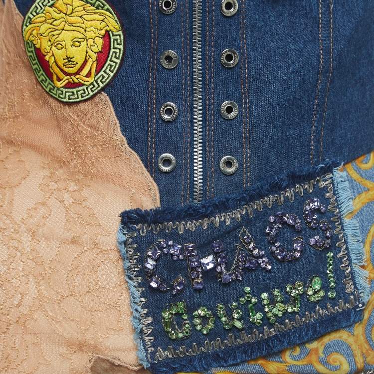 Versace Chaos Couture Embellished Denim Dress SS 2005 - S
