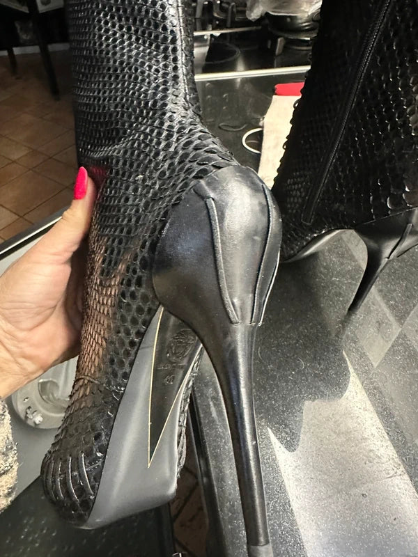 Versace 2015 Python Open Toe Boots - 40