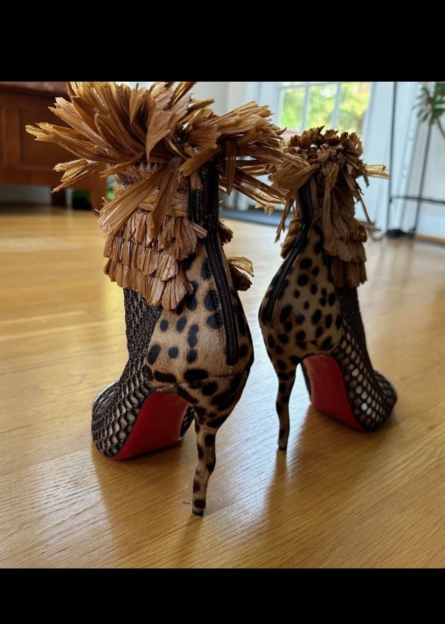 Christian Louboutin So Baker Raffia Boots Brand New - 37