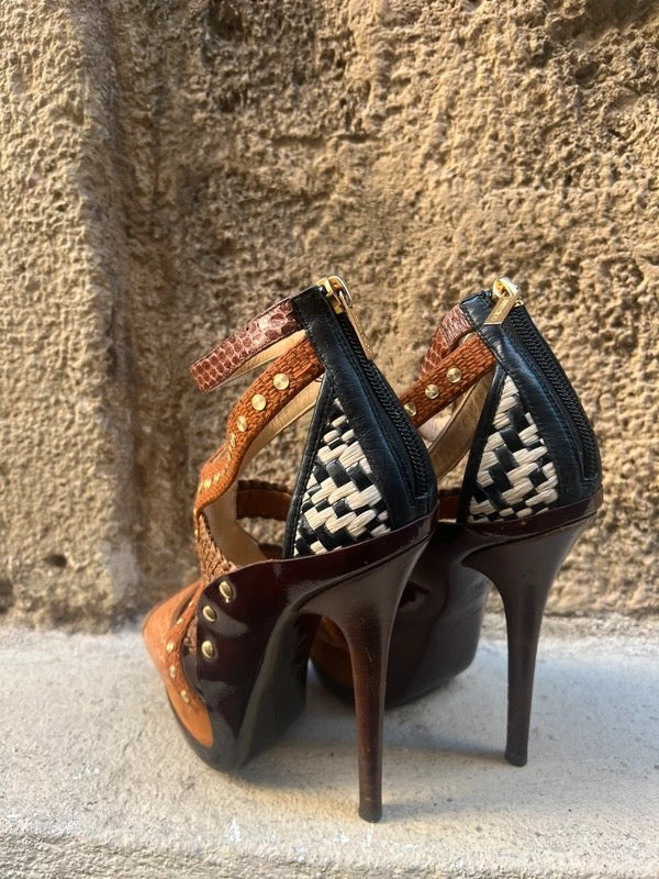 Jimmy Choo Python Wrap Platform Heels - 36.5 + 38