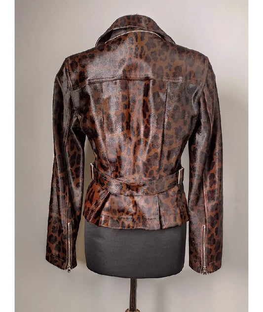 Alaia Leopard-Print Calf-Hair Jacket - M