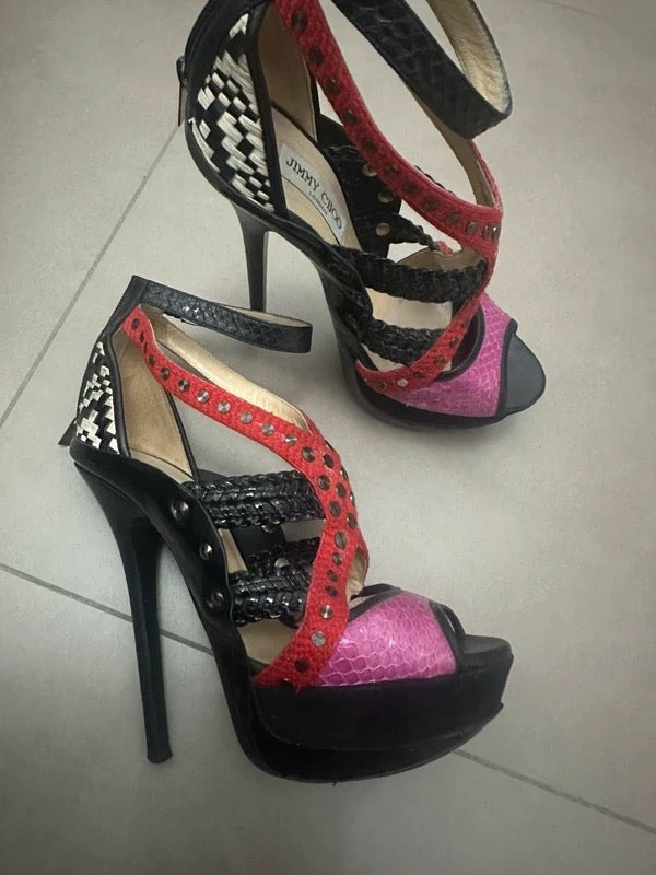 Jimmy Choo Python Wrap Platform Heels - 36,39+40