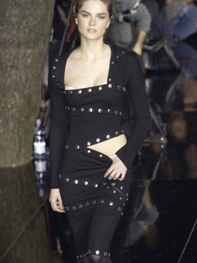 Dolce & Gabbana F/W 2003 Runway Cutout Convertible Knit Black Dress - S