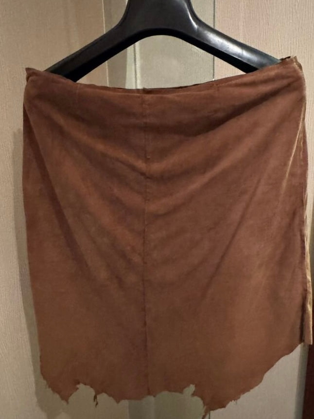 Dolce & Gabbana 2001 Distressed Suede Low Rise Skirt Set - S