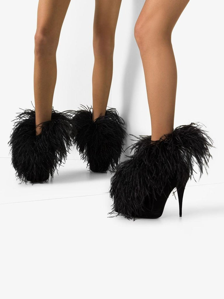 Saint Laurent Zizi Feather Runway Boots - 37
