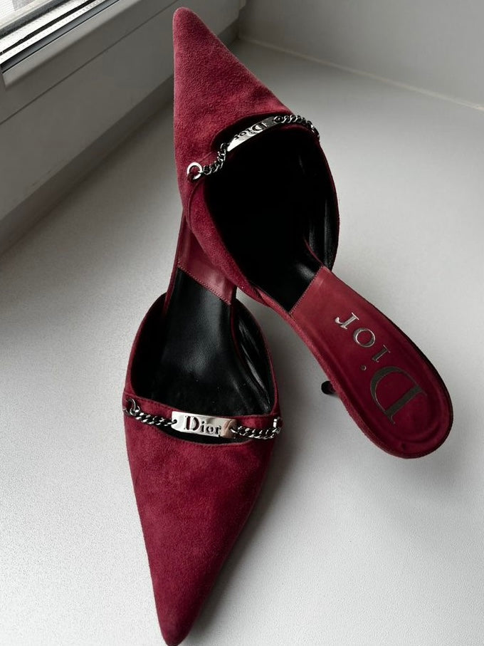 Dior Galliano Suede Tag Kitten Heels - 40.5