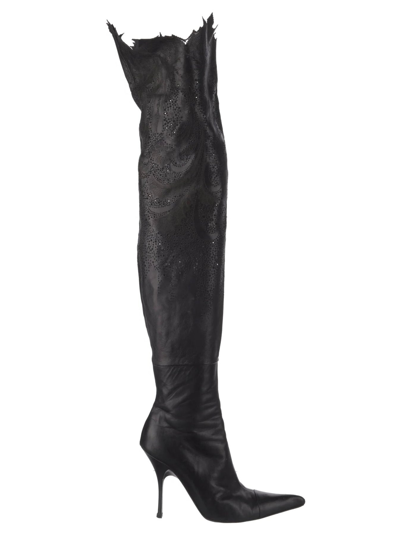 Roberto Cavalli SS 2001 Thigh High Laser Cut Boots - 38