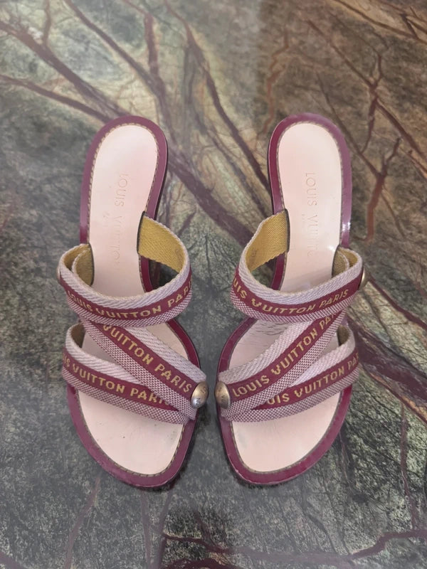 Louis Vuitton Logo Stap Heels - 37/37.5