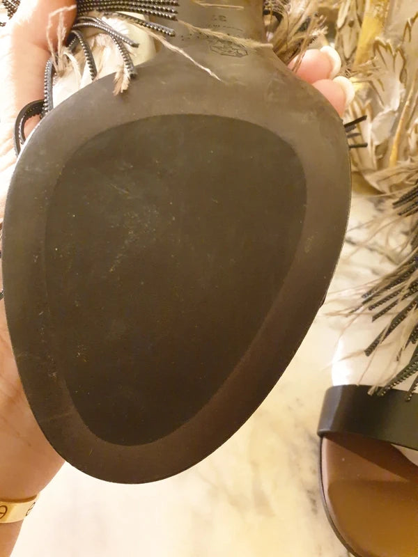 Brunello Cuccinelli Ostrich Feather Heels Brand New - 37