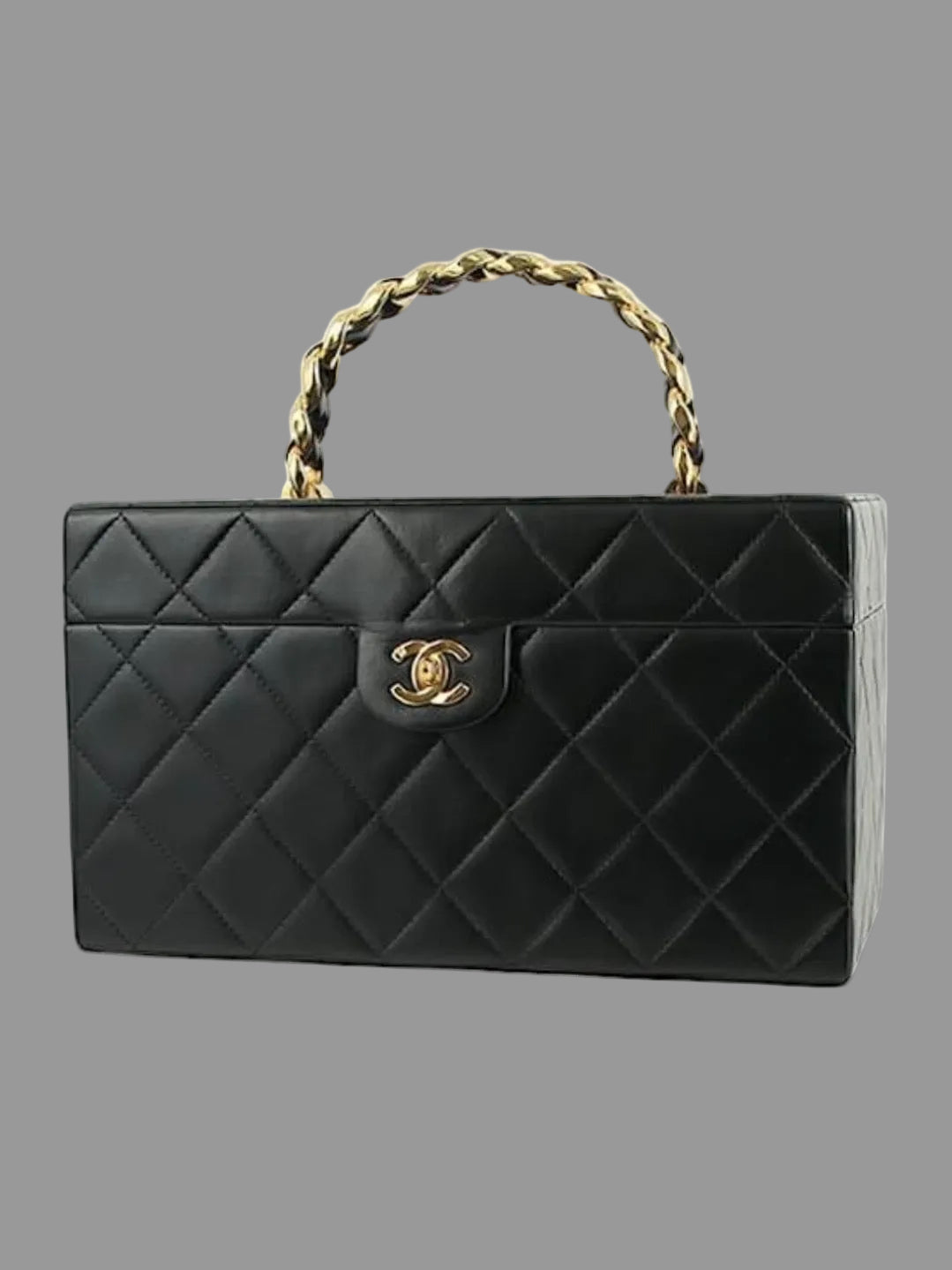 Chanel Vintage 1992 Black Quilted Lambskin Vanity Bag