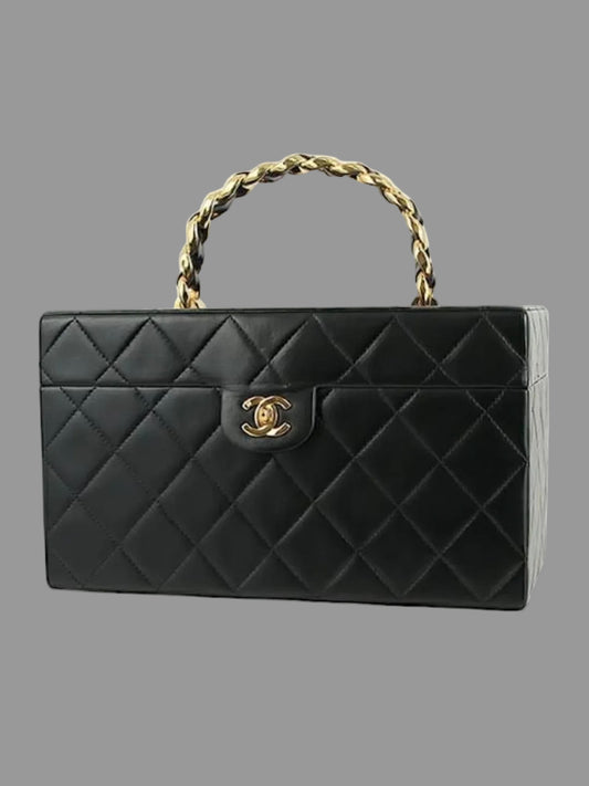 Chanel Vintage 1992 Black Quilted Lambskin Vanity Bag