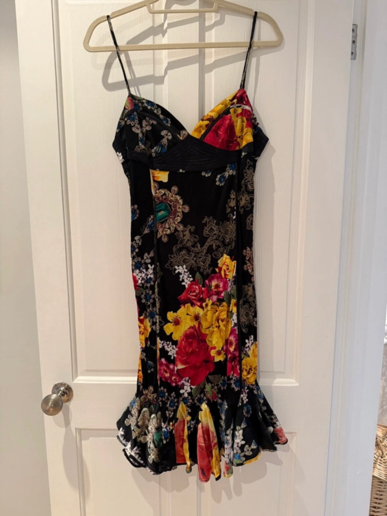 Cavalli 2000s Floral Satin Dress - L