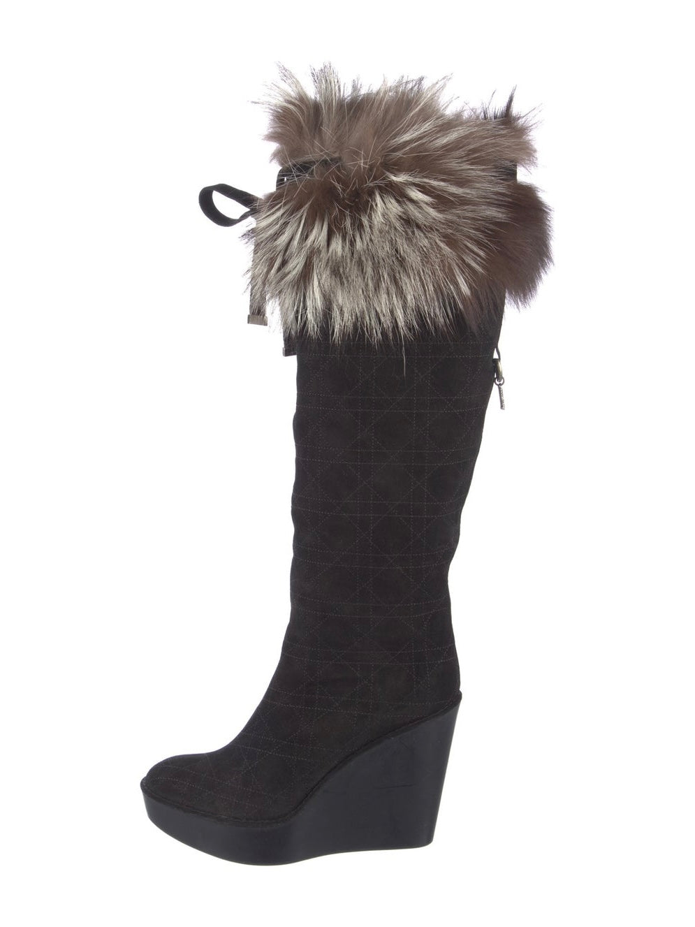 Dior Wedge Fox Fur Boots - 38