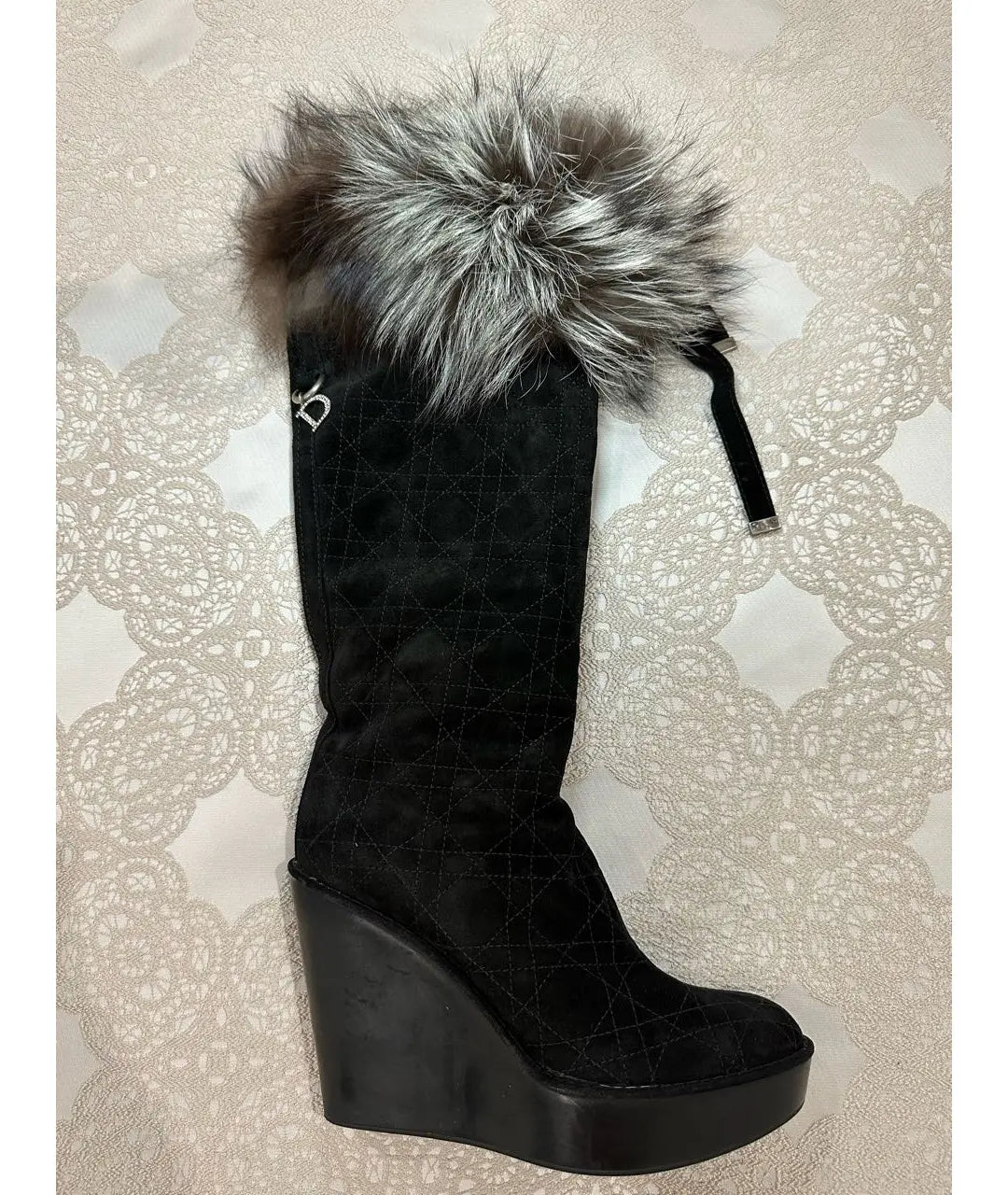 Dior Wedge Fox Fur Boots - 38