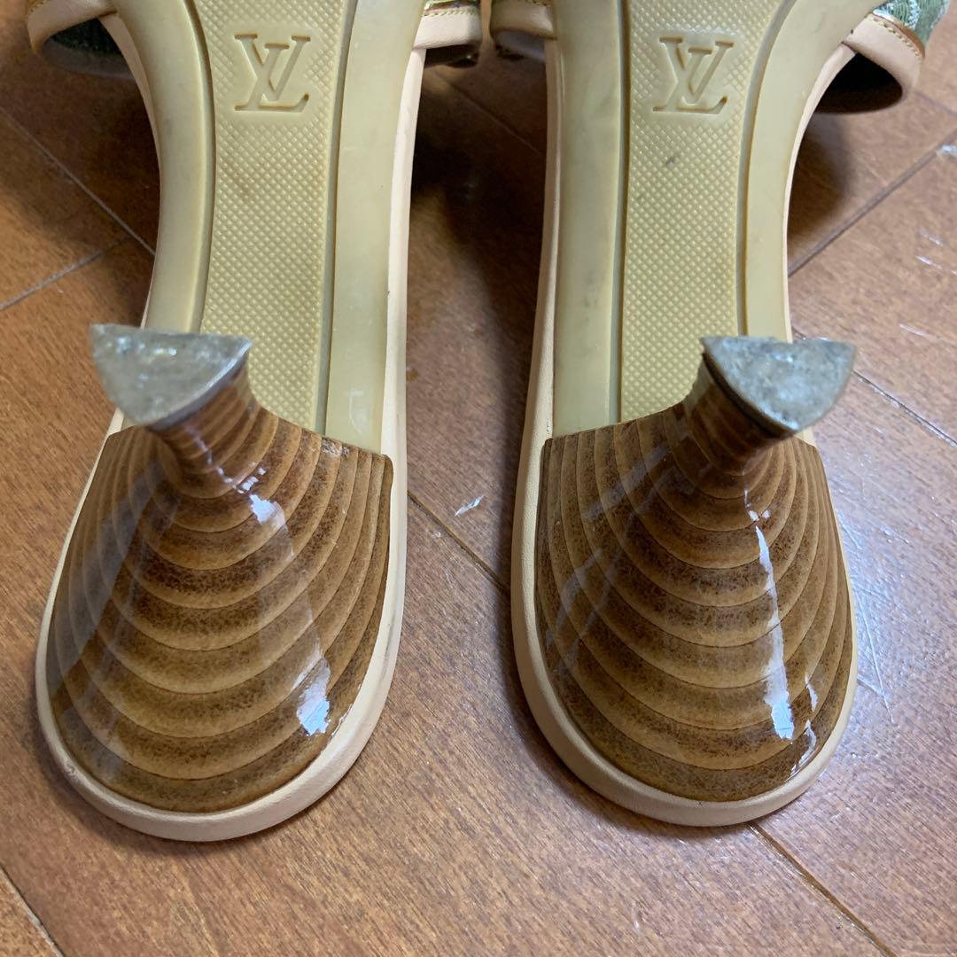 Louis Vuitton Khaki Denim Mules  - 35/35.5
