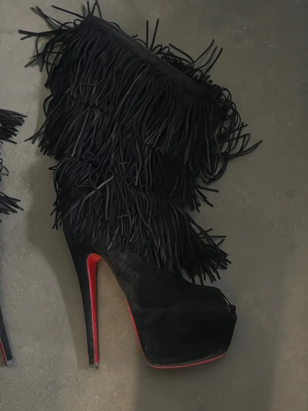 Christian Louboutin Tina Highness Fringe Boots - 36