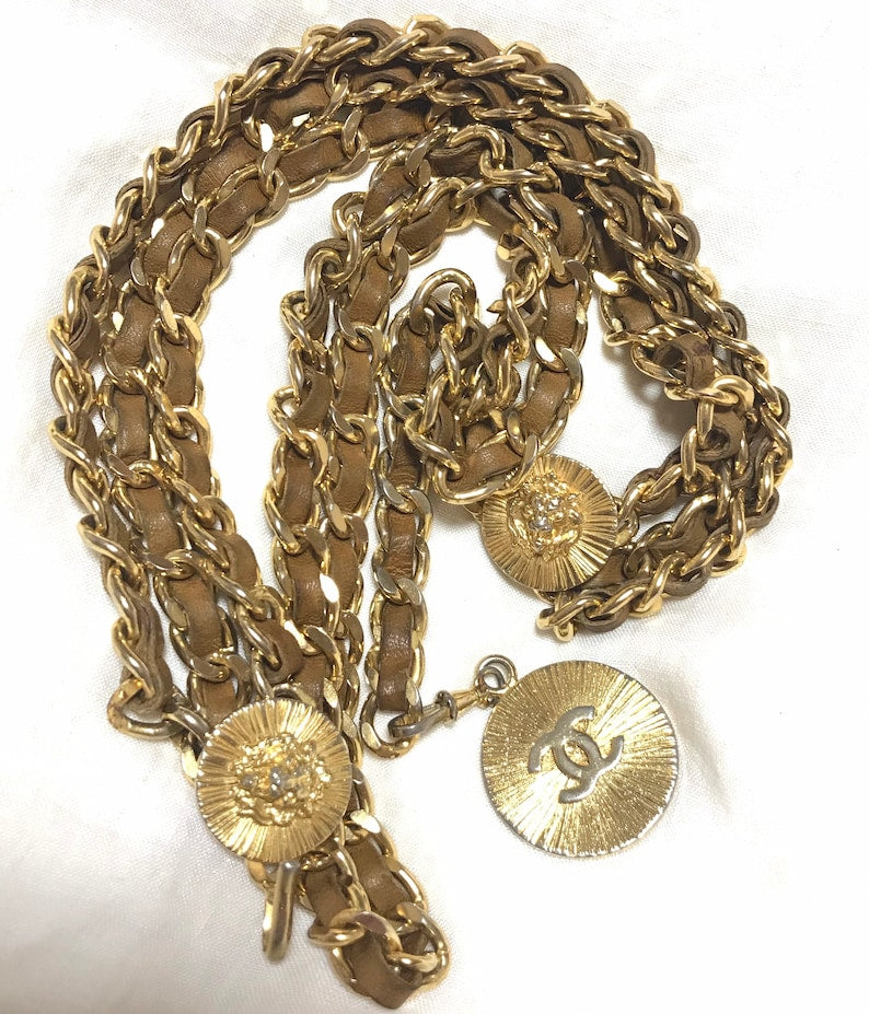 Chanel Medallion Triple Brown Chain Belt