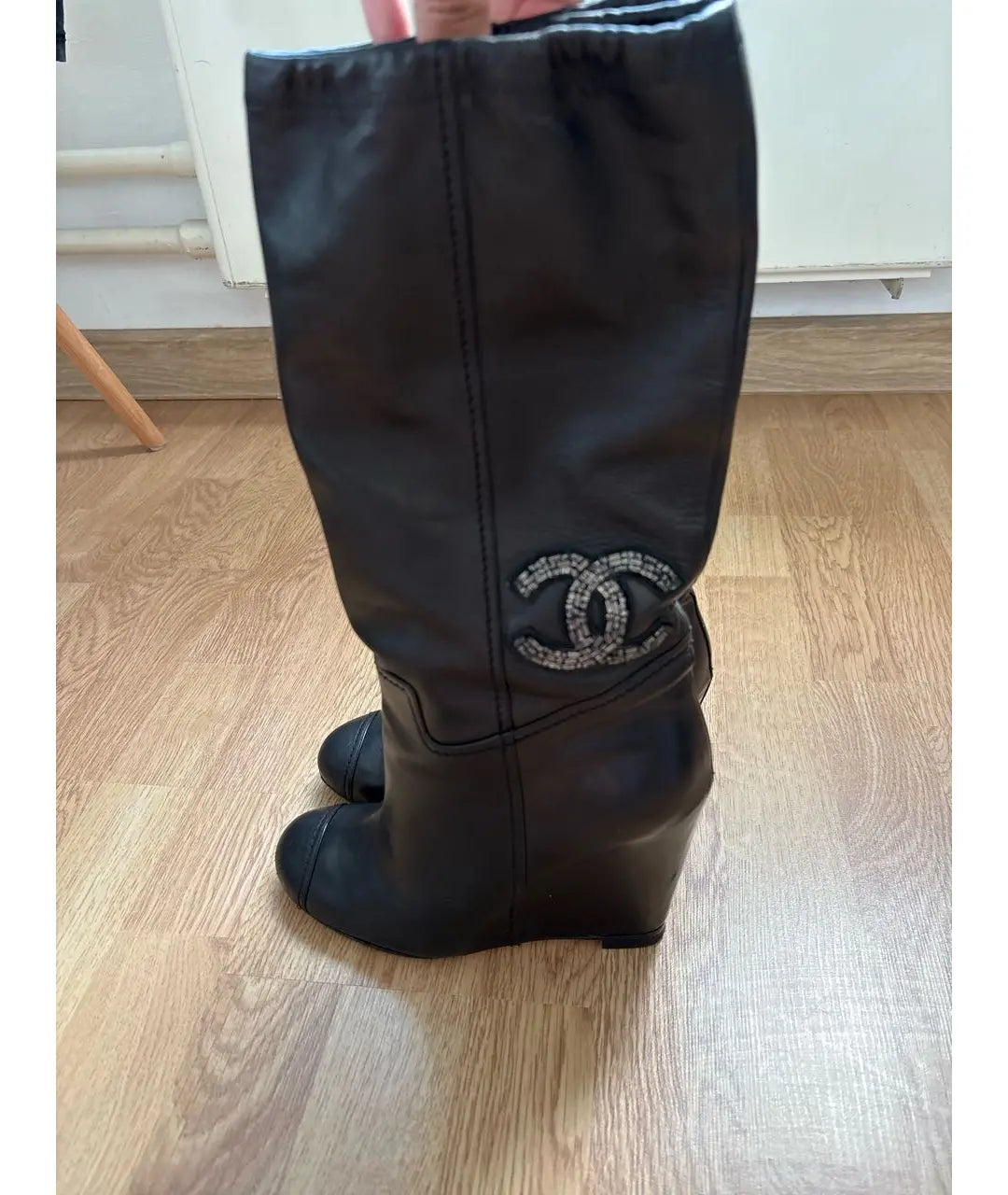 Chanel Crystal Wedge Boots - 41