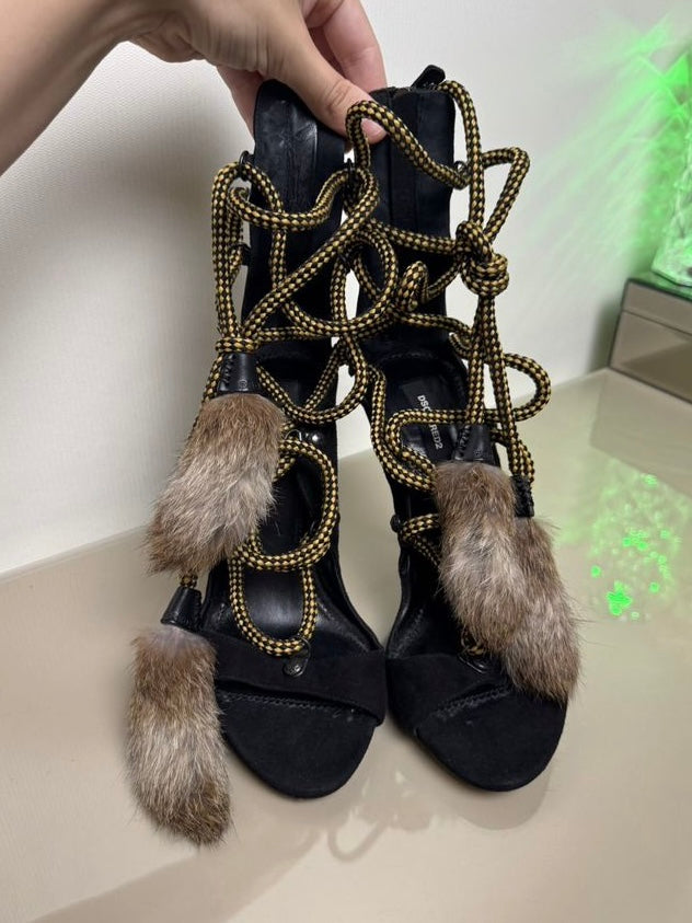 Dsquared2 Riri Lace Up Fur Heels - 39