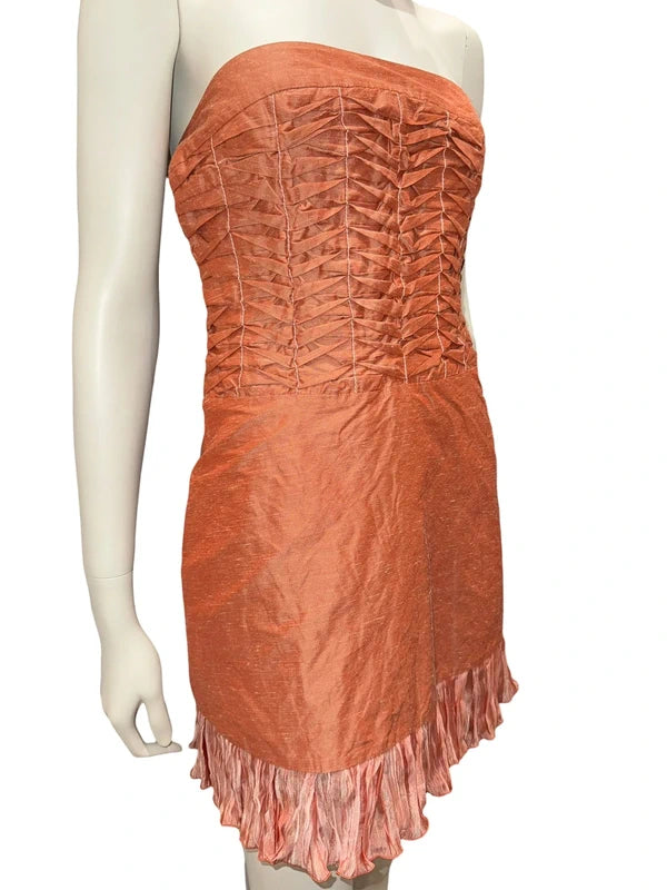 Alexander Mcqueen 1990s Pink Pleated Strapless Dress - S