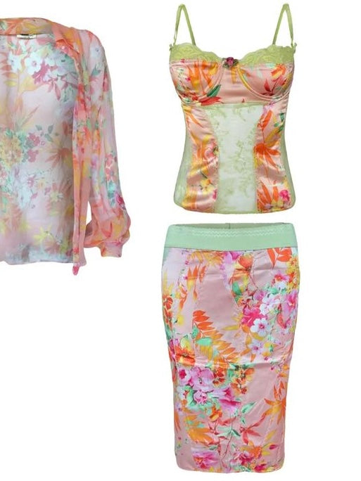 D&G 2005 Floral Corset & Skirt Set - M