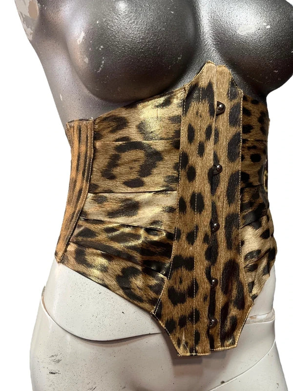 Roberto Cavalli Satin Leopard Print Corset - M