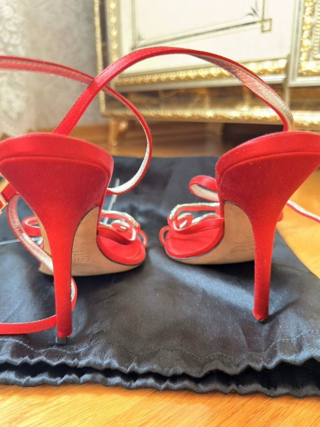 Giuseppe Zanotti Embellished Abstract Satin Heel - 37/38