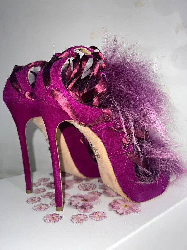 Dsquared2 Riri Fur Lace Up Heels - 41