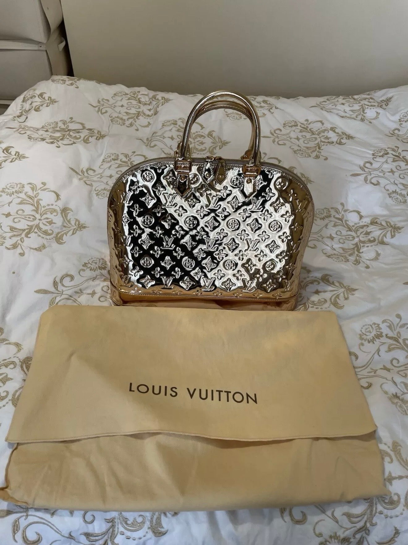 Louis Vuitton Alma Handbag Monogram Miroir PVC Gold