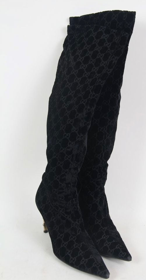 Gucci by Tom Ford GG Monogram Velvet Boots - 39/39.5