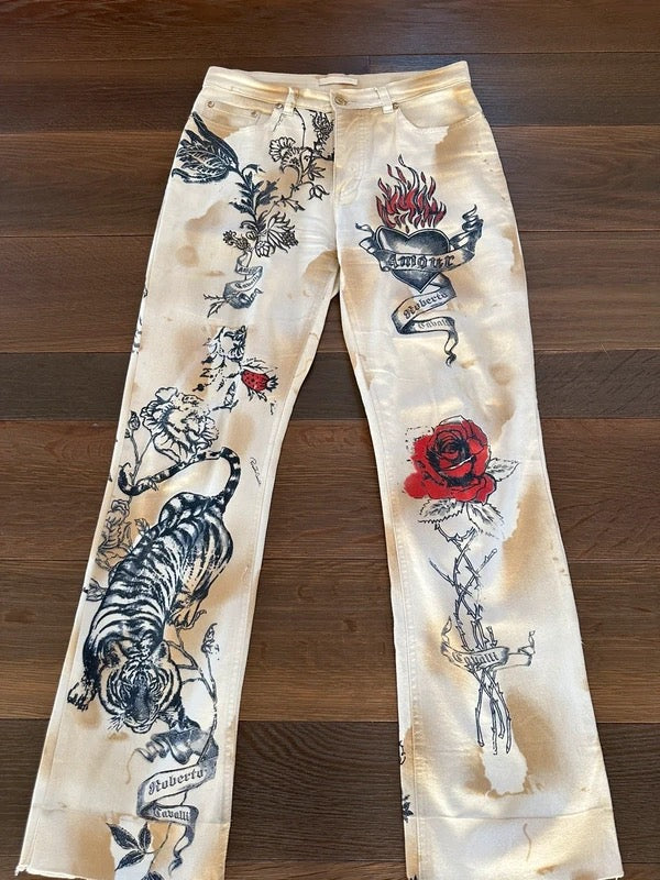 Roberto Cavalli Tatoo Print Jeans - M