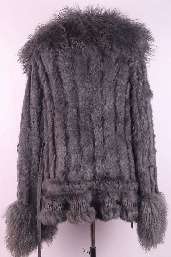 Dolce & Gabbana Charcoal Virgin Wool & Tibetan Lamb Fur Jacket - S