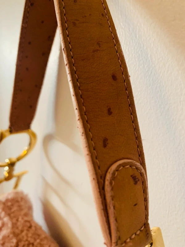 Dior Ostrich & Shearling Fur Saddle Bag