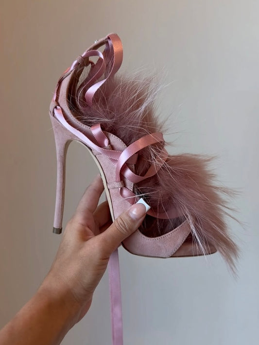 Dsquared2 Riri Fur Lace Up Heels - 38