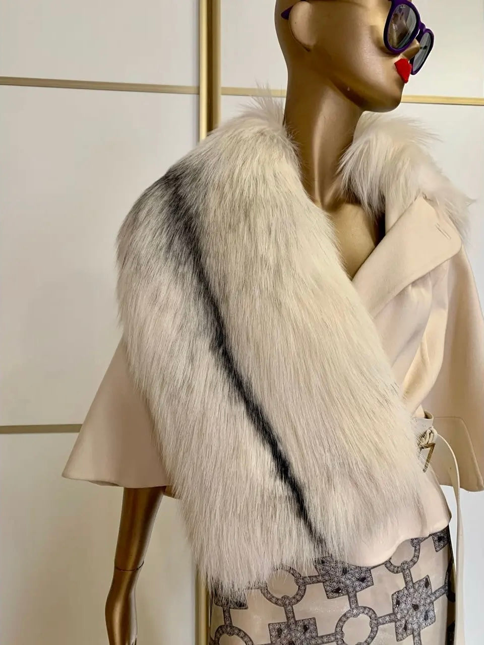 Ferragamo Fox Fur Belted Cape - S