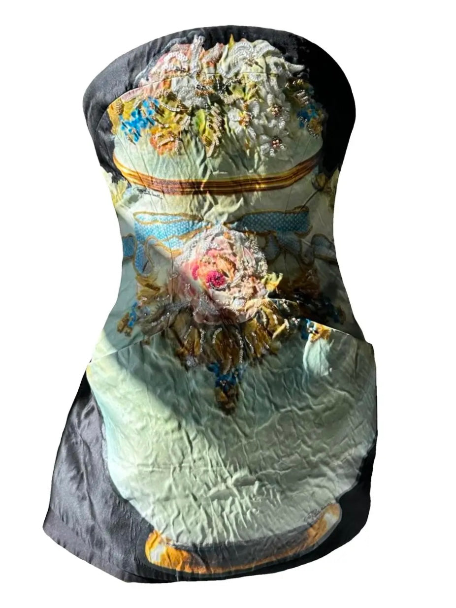 Roberto Cavallì Spring 2009 18th-Century Porcelain-Print Dress - S/M