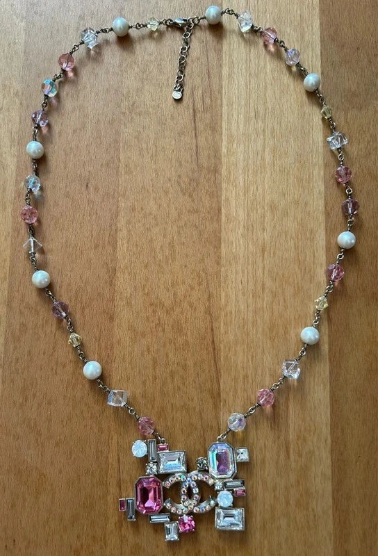 Chanel 2005 Baguette Crystal CC Necklace