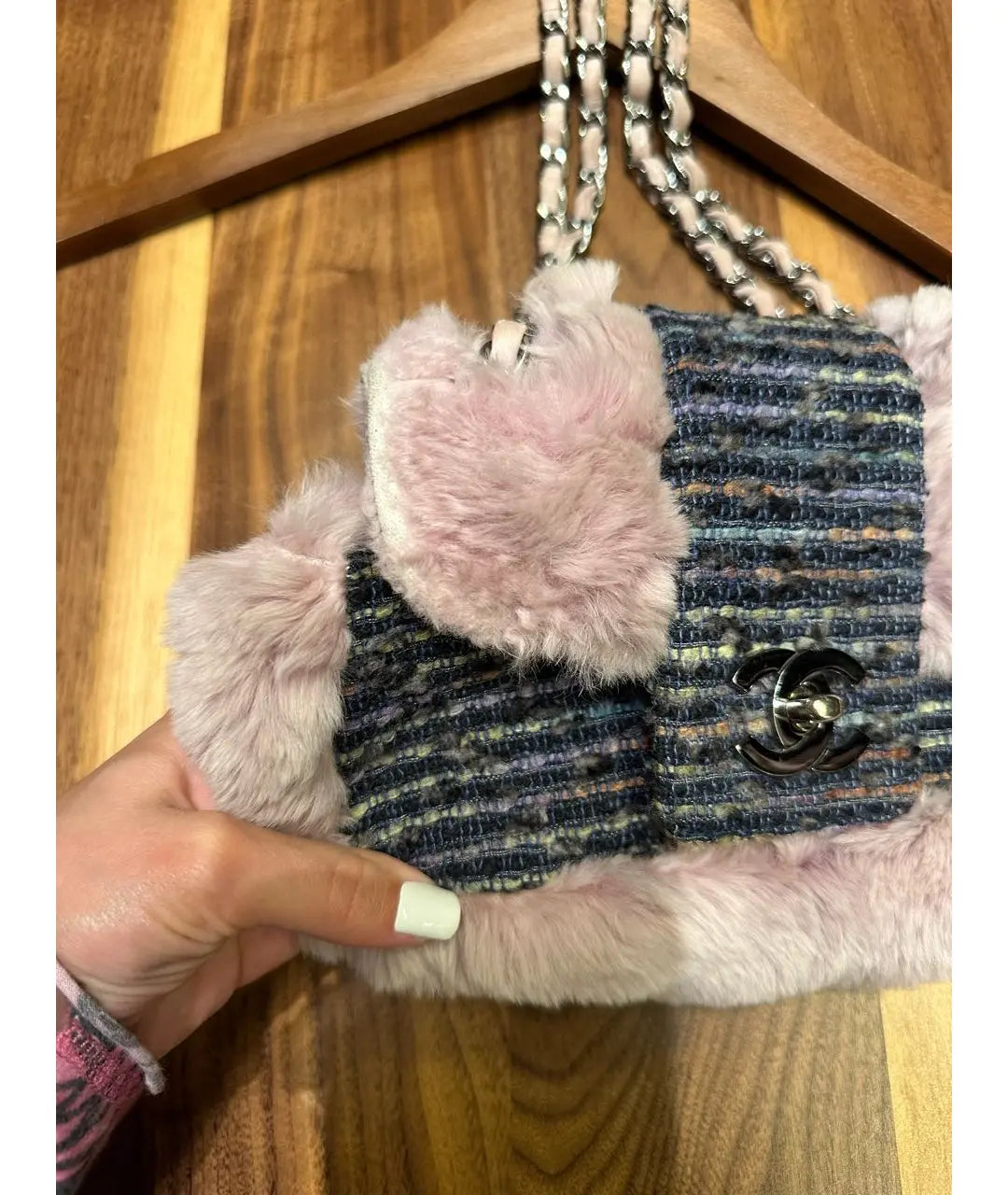 Chanel Fantasy Fur and Tweed Mini Classic Flap Bag