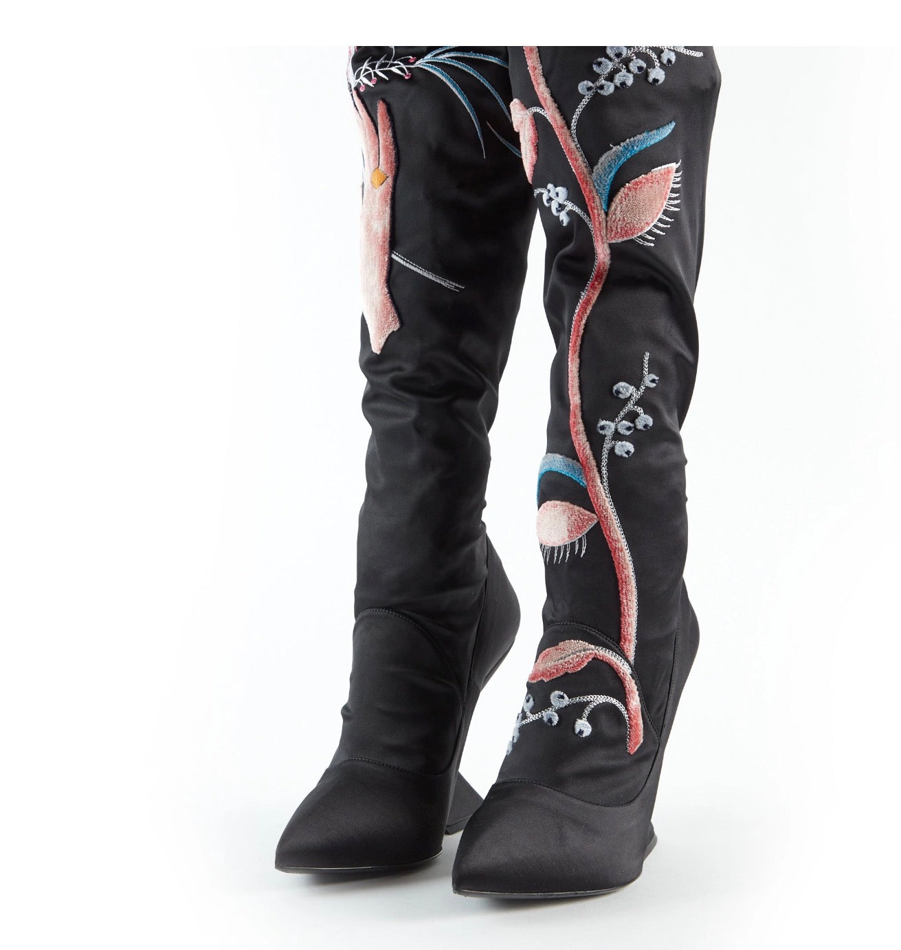 Dior Satin Embroidered Boots - 38
