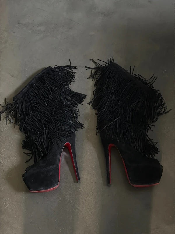 Christian Louboutin Tina Highness Fringe Boots - 36