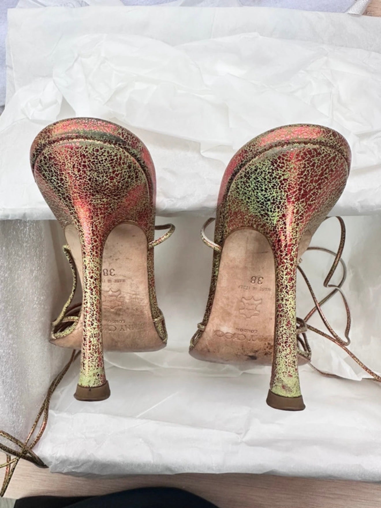 Jimmy Choo Golden Leather Heels - 37.5/38