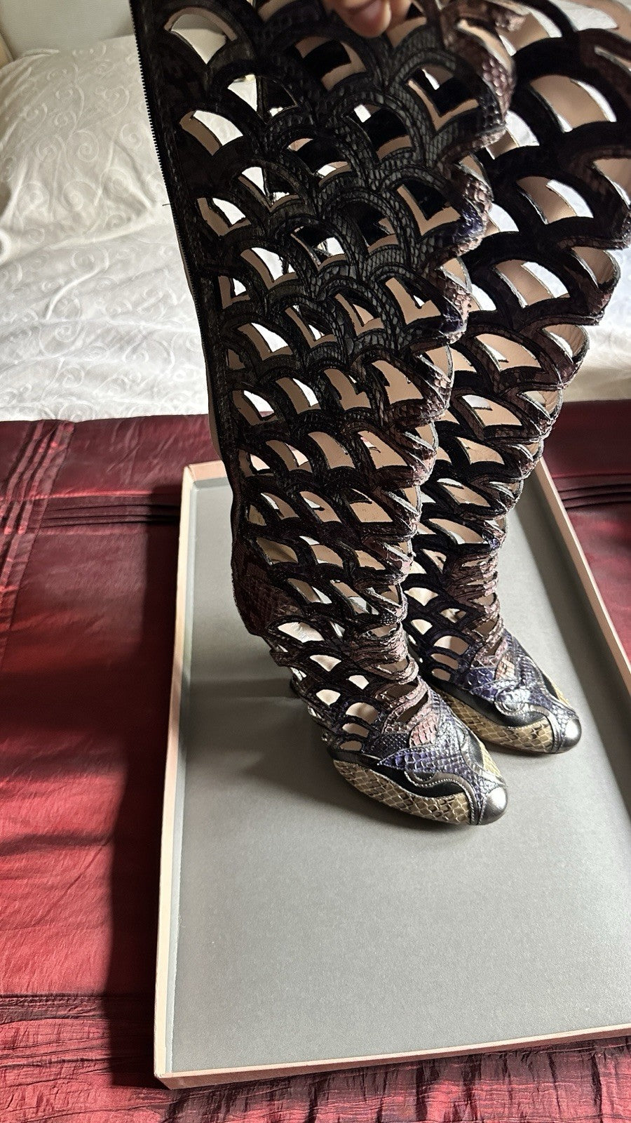 Miu Miu Sculptural Python Heels - 34.5, 38 + 39