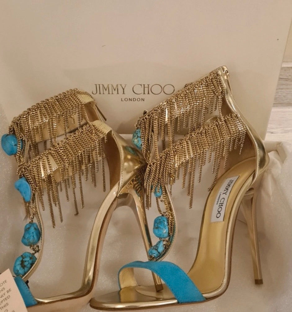Jimmy Choo Limited Edition Gold Draped Heels - 39