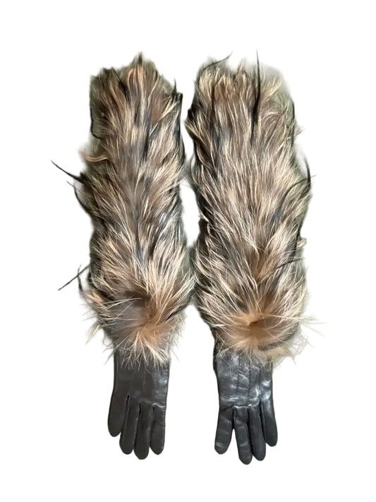 Fendi Fox Fur Leather Long Arm Gloves