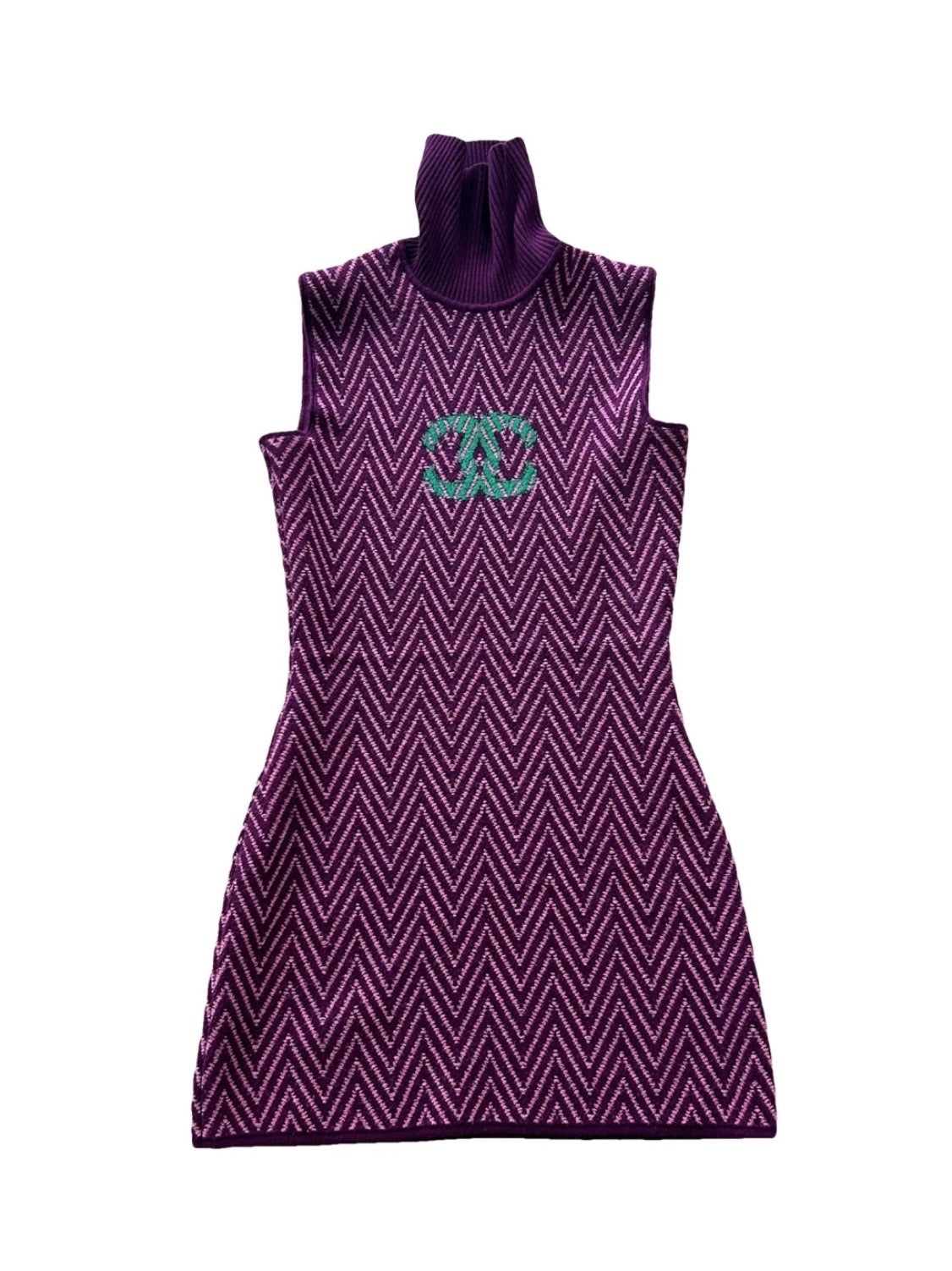 Chanel 2021 Cashmere Turtleneck Halter Mini Dress - S