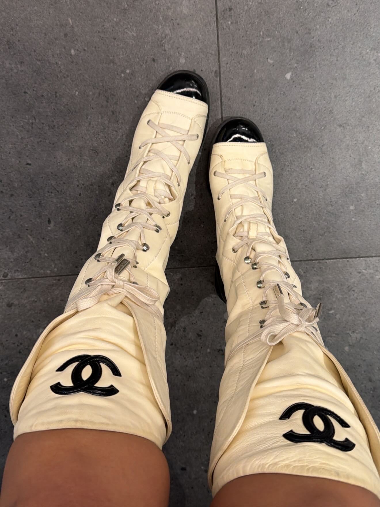 Chanel Lace Up Boots - 38