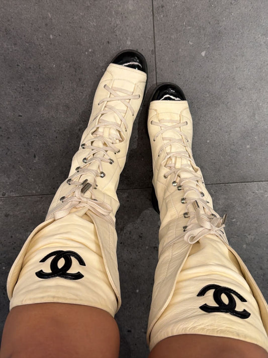 Chanel Lace Up Boots - 38